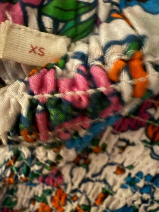 Anthropologie Roller Rabbit Dress Blomst Doe Silk Cotton Floral Shirred Sundress - Picture 9 of 12